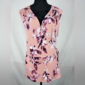 West Kei Floral Faux Wrap Tank Blouse